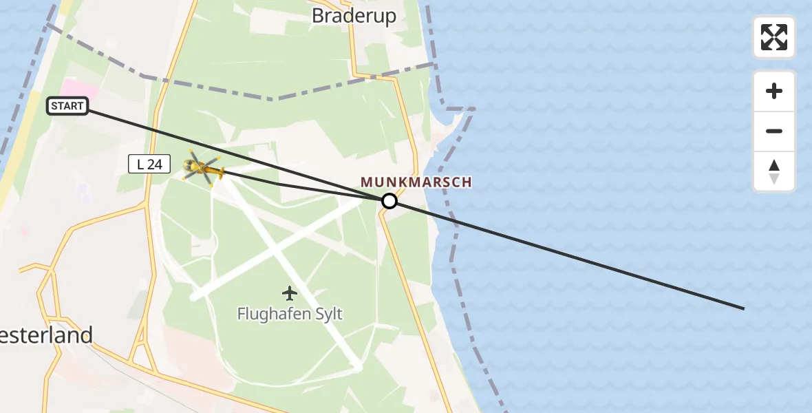 Flugroute Rettungshubschrauber Sylt - Westerland Sylt Flughafen, 12 April 2026, 14:26