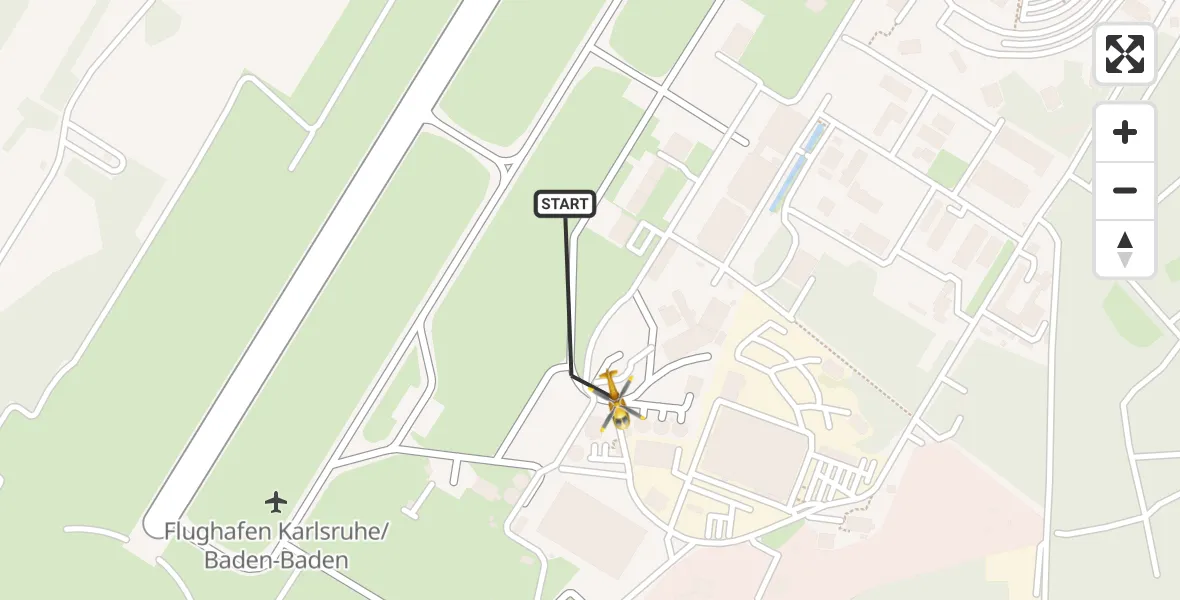 Flugroute Rettungshubschrauber Karlsruhe Baden-Baden Flughafen - Karlsruhe Baden-Baden Flughafen, 12 April 2026, 14:49