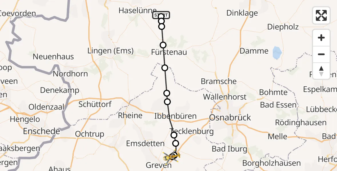 Flugroute Ambulanzhubschrauber Herzlake - Christoph  Westfalen-ADAC, 12 April 2026, 15:15