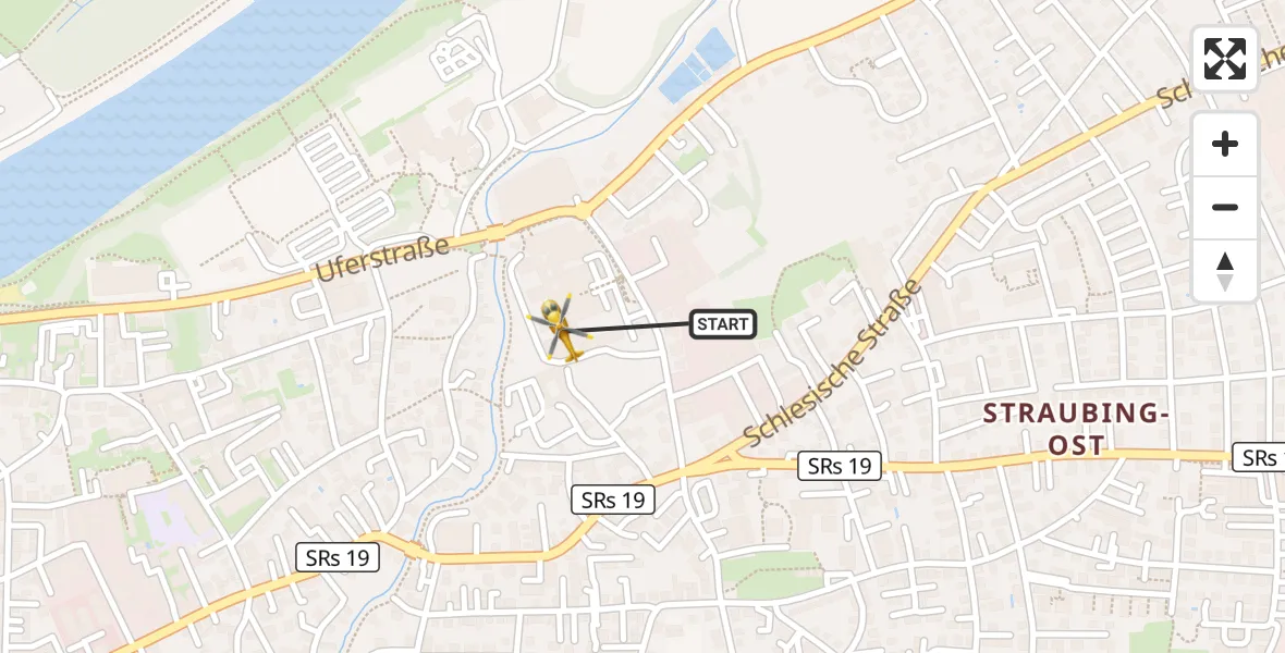 Flugroute Rettungshubschrauber Sankt Elisabeth Hospital Straubing - Sankt Elisabeth Hospital Straubing, 12 April 2026, 16:02