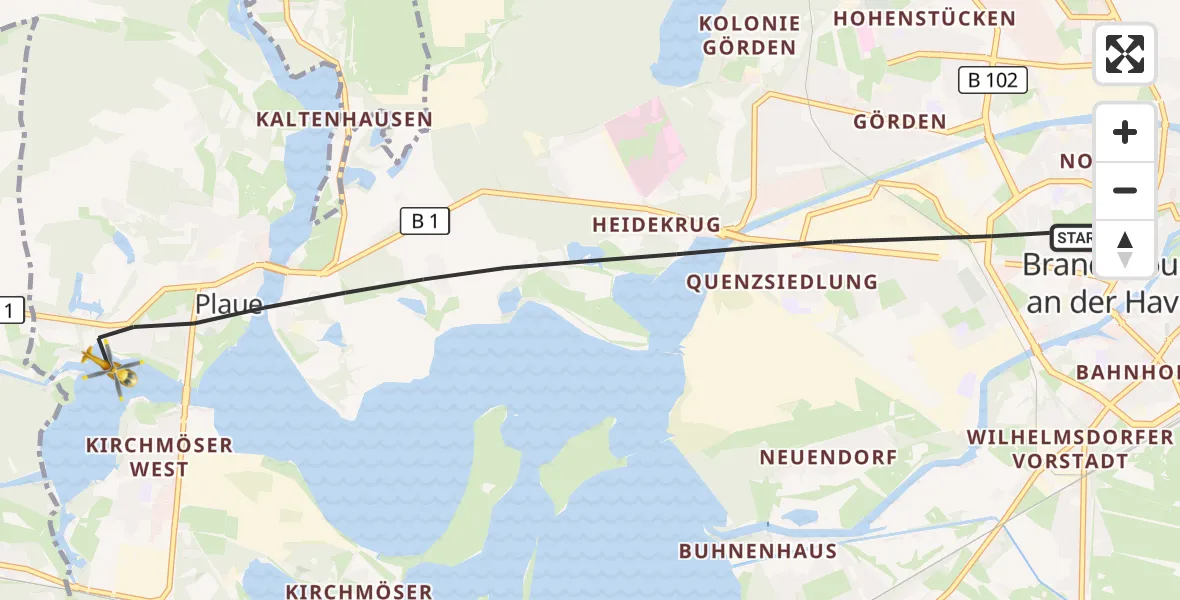 Flugroute Rettungshubschrauber Brandenburg an der Havel - Brandenburg an der Havel, 12 April 2026, 16:07