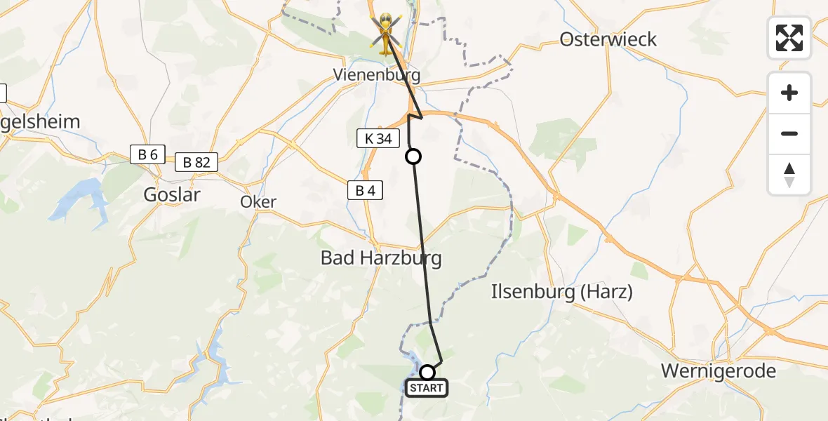 Flugroute Rettungshubschrauber Wernigerode - Goslar, 12 April 2026, 16:18
