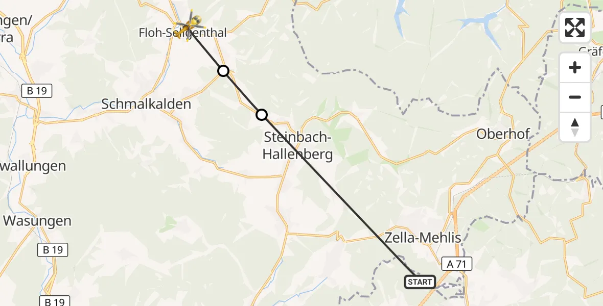 Flugroute Rettungshubschrauber Suhl - Floh-Seligenthal, 12 April 2026, 16:40