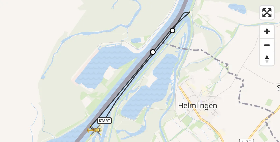 Flugroute Rettungshubschrauber Rheinau - Rheinau, 12 April 2026, 16:58
