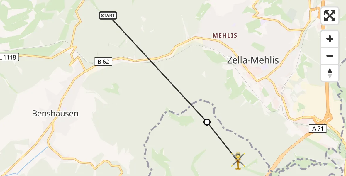 Flugroute Rettungshubschrauber Steinbach-Hallenberg - Suhl, 12 April 2026, 17:12
