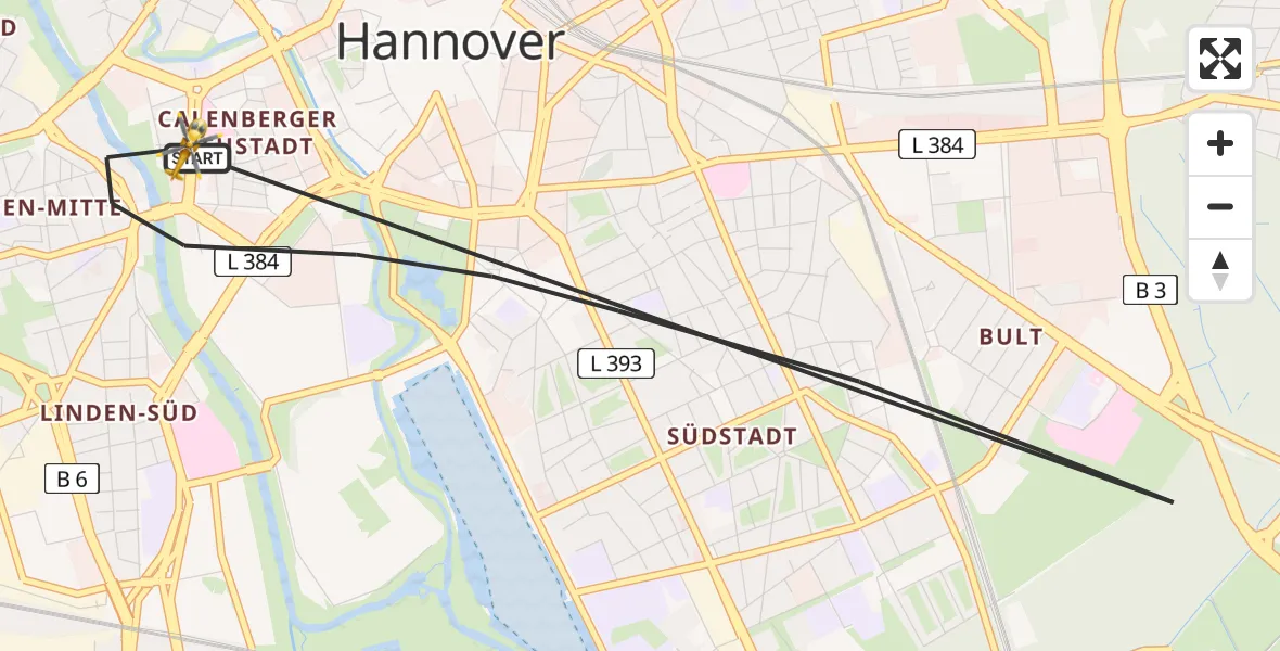 Flugroute Rettungshubschrauber Hannover - Hannover, 12 April 2026, 17:21