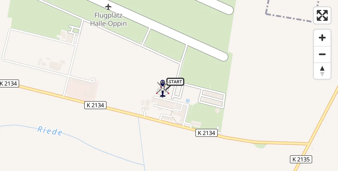 Flugroute Polizeihubschrauber Halle-Oppin Flugplatz - Halle-Oppin Flugplatz, 12 April 2026, 20:16