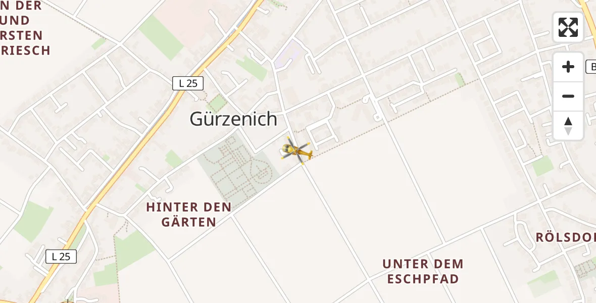 Flugroute Rettungshubschrauber Düren - Düren, 12 April 2026, 23:07