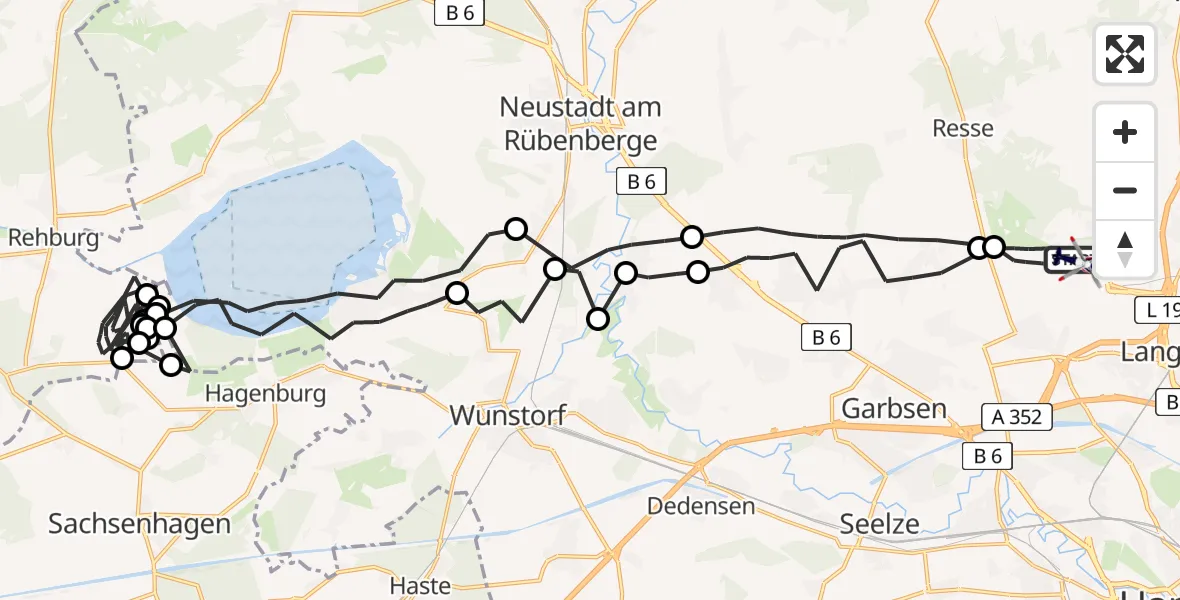 Flugroute Polizeihubschrauber Flughafen Hannover - Flughafen Hannover, 12 April 2026, 23:34