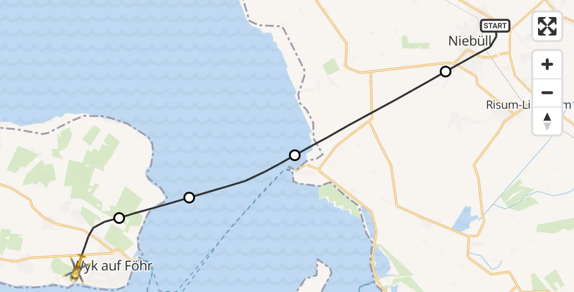 Flugroute Rettungshubschrauber Niebüll - Wyk auf Föhr Flughafen, 13 April 2026, 05:23