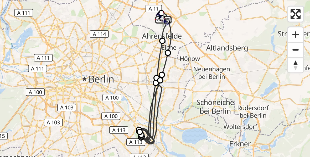 Flugroute Polizeihubschrauber Ahrensfelde Hubschrauberlandeplatz - Ahrensfelde Hubschrauberlandeplatz, 13 April 2026, 06:08