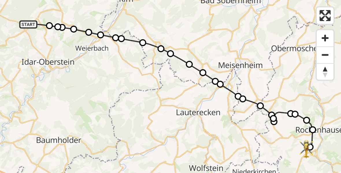 Flugroute Rettungshubschrauber Veitsrodt - Imsweiler UL, 13 April 2026, 06:51