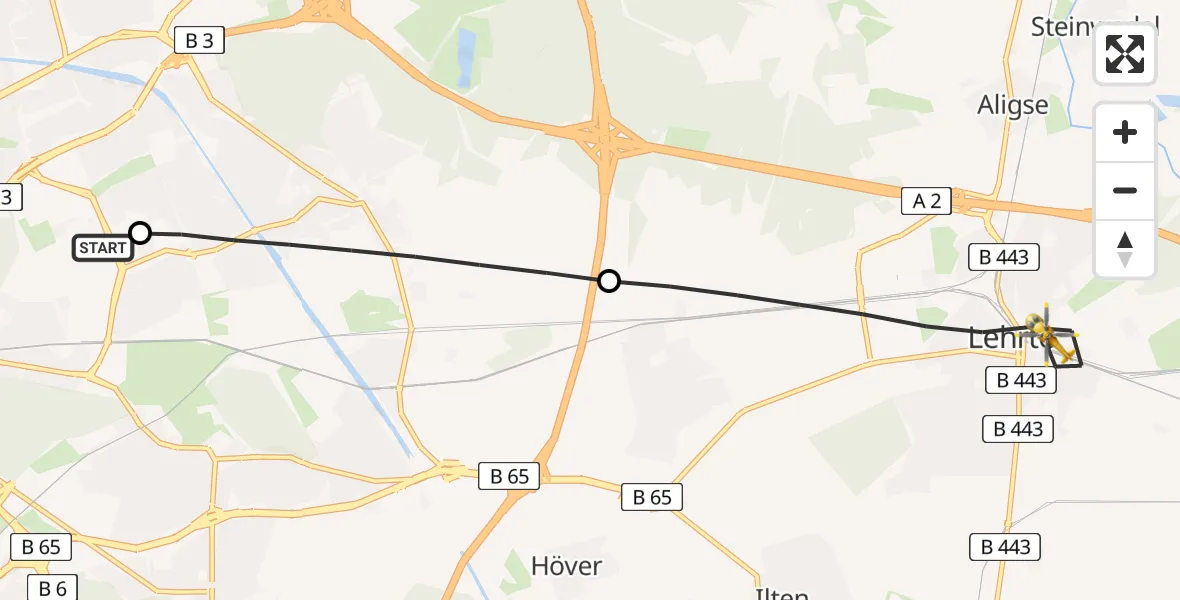 Flugroute Rettungshubschrauber Hannover Luftrettung Hubschrauberlandeplatz (Christoph 4) - Lehrte, 13 April 2026, 07:41