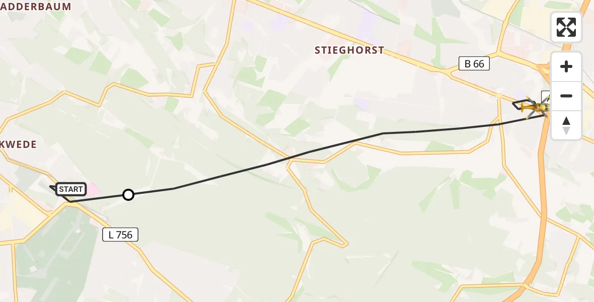 Flugroute Rettungshubschrauber Luftrettungszentrum Bielefeld - Bielefeld, 13 April 2026, 07:44