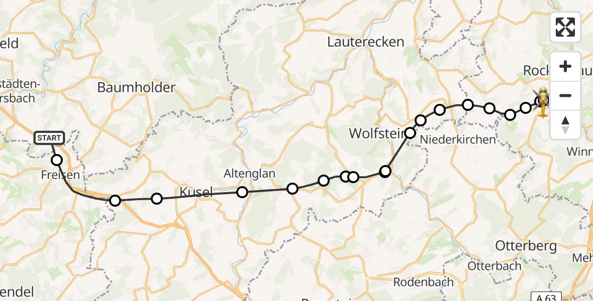 Flugroute Rettungshubschrauber Rückweiler - Imsweiler UL, 13 April 2026, 08:32