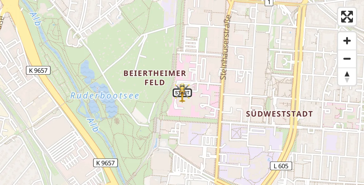 Flugroute Rettungshubschrauber Sankt Vincentius Hospital - Sankt Vincentius Hospital, 13 April 2026, 08:33