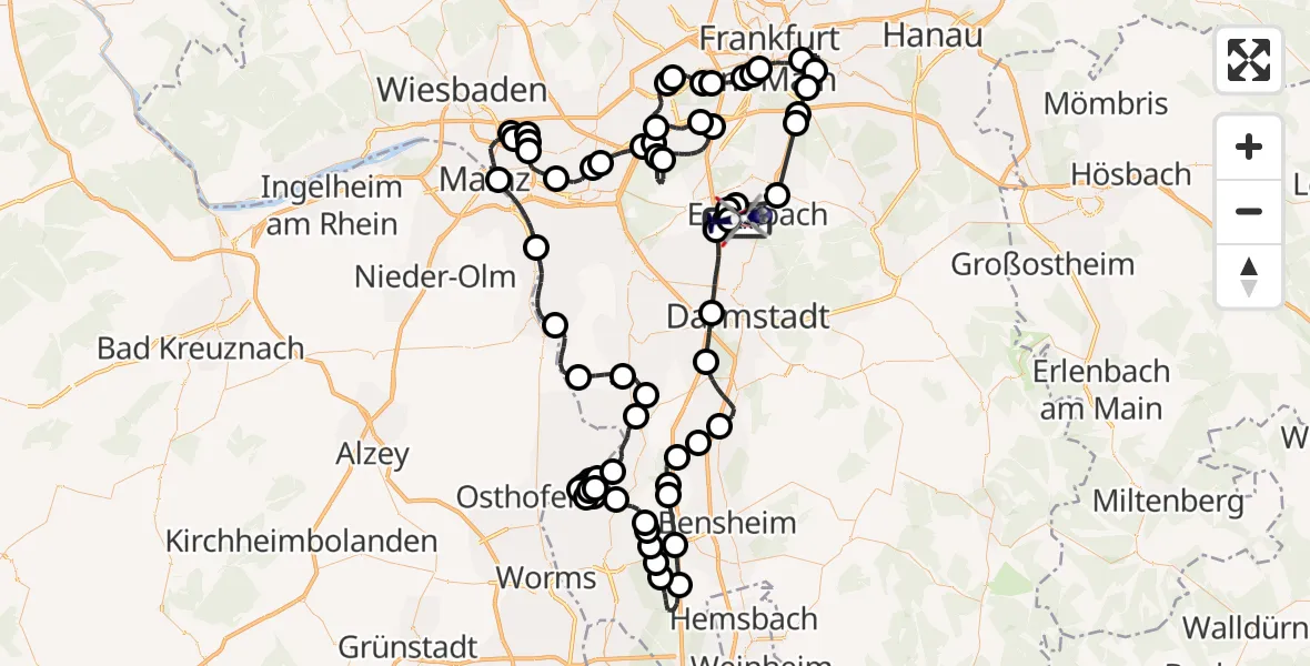 Flugroute Polizeihubschrauber Flughafen Frankfurt-Egelsbach - Flughafen Frankfurt-Egelsbach, 13 April 2026, 09:03
