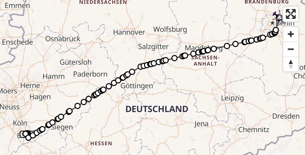Flugroute Polizeihubschrauber Sankt Augustin - Ahrensfelde Hubschrauberlandeplatz, 13 April 2026, 09:12