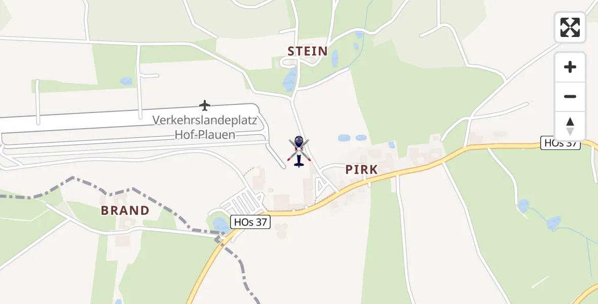 Flugroute Polizeihubschrauber Hof-Plauen Flughafen - Hof-Plauen Flughafen, 13 April 2026, 09:52