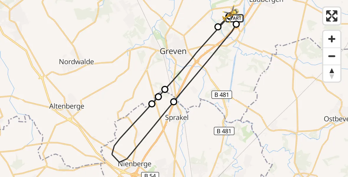 Flugroute Ambulanzhubschrauber Christoph  Westfalen-ADAC - Christoph  Westfalen-ADAC, 13 April 2026, 10:04