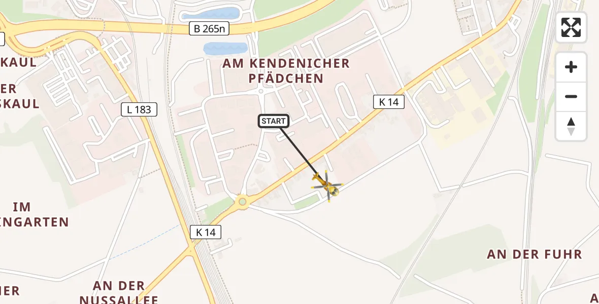 Flugroute Ambulanzhubschrauber Hürth - Hürth, 13 April 2026, 10:25