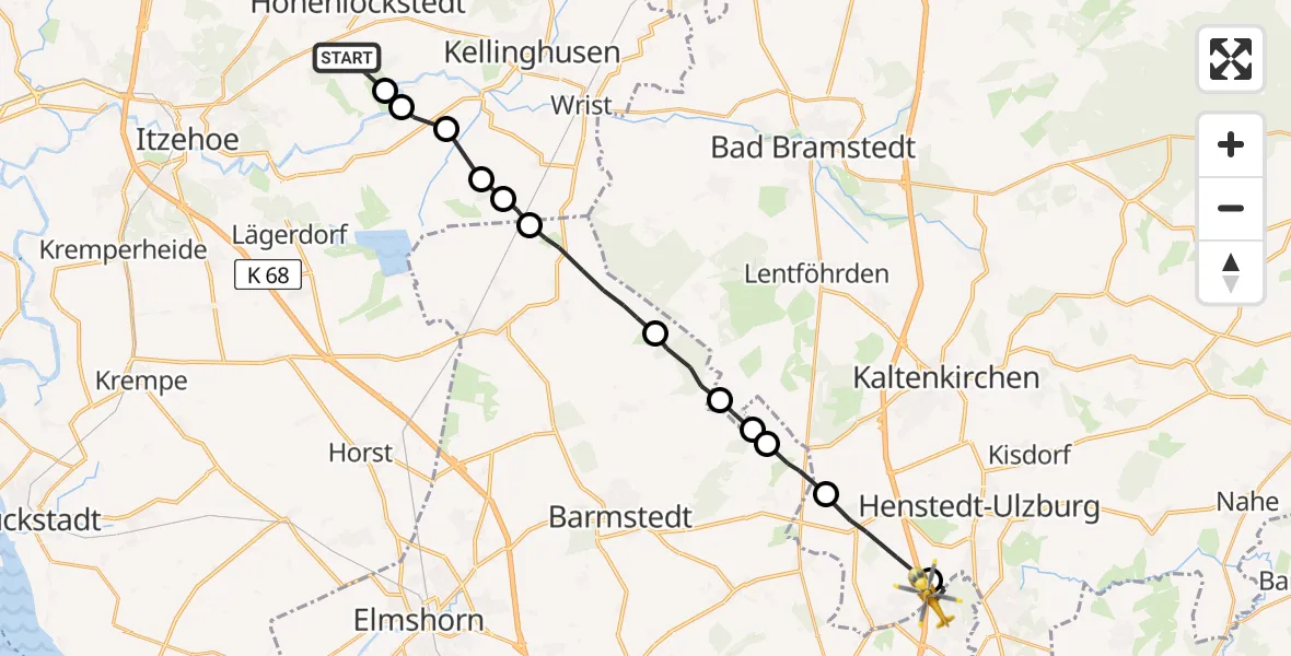 Flugroute Rettungshubschrauber Winseldorf - Ellerau, 13 April 2026, 10:25