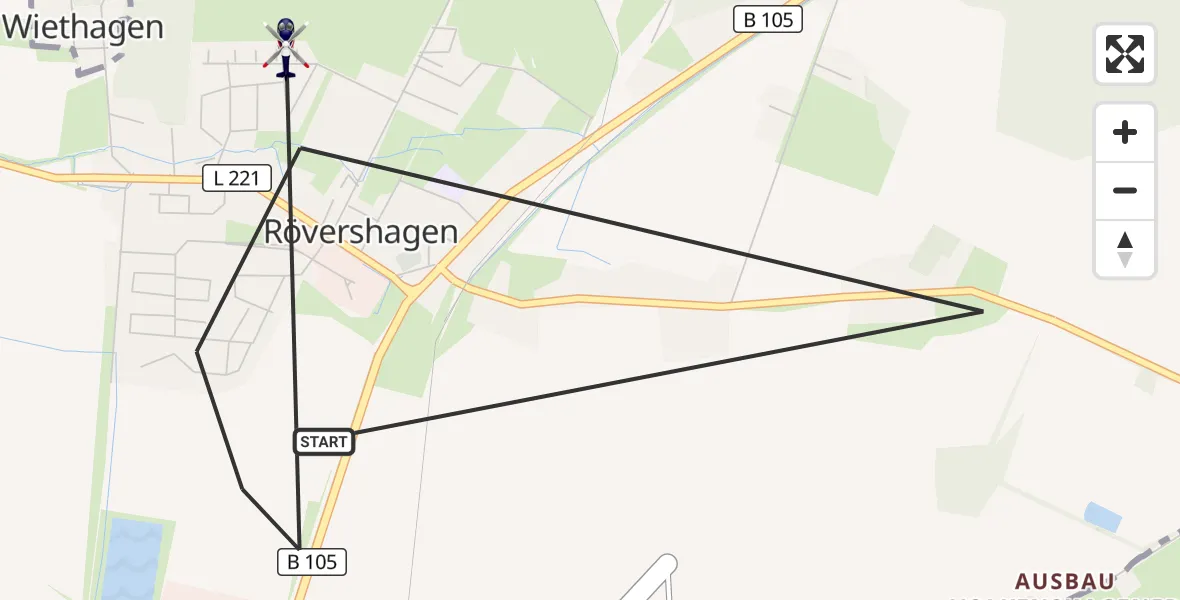 Flugroute Polizeihubschrauber Rövershagen - Rövershagen, 13 April 2026, 10:42