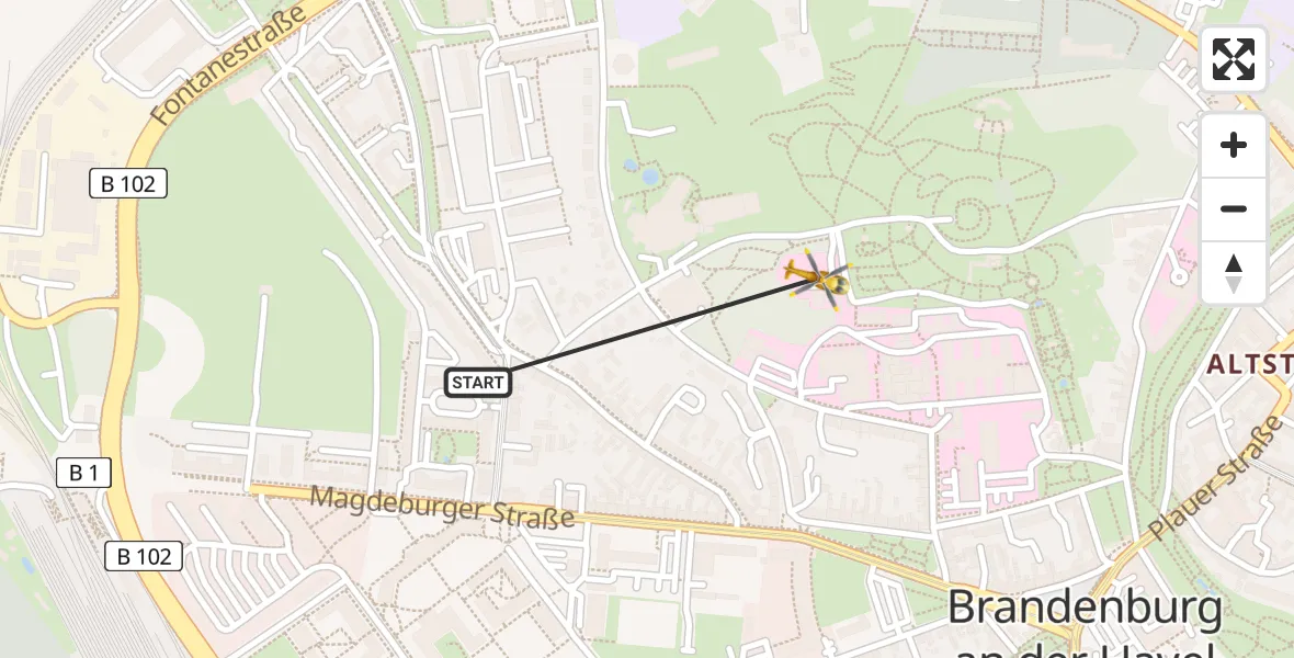 Flugroute Rettungshubschrauber Brandenburg an der Havel - Brandenburg an der Havel, 13 April 2026, 10:59