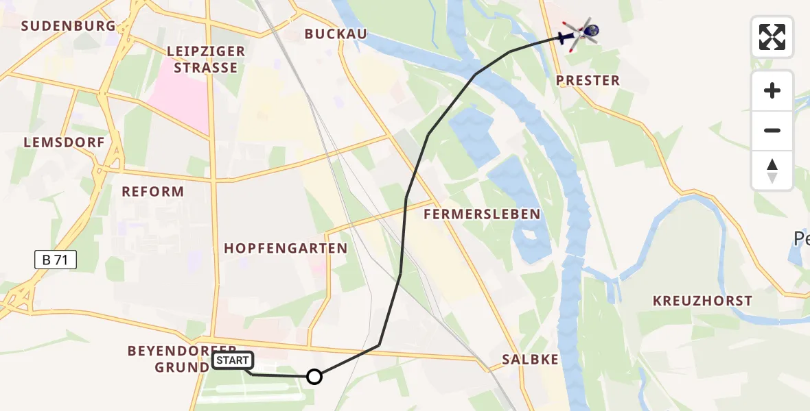 Flugroute Polizeihubschrauber Magdeburg City Flugplatz - Magdeburg, 13 April 2026, 11:06