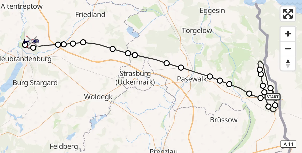 Flugroute Polizeihubschrauber Ramin - Neubrandenburg Trollenhagen Flughafen, 13 April 2026, 11:08