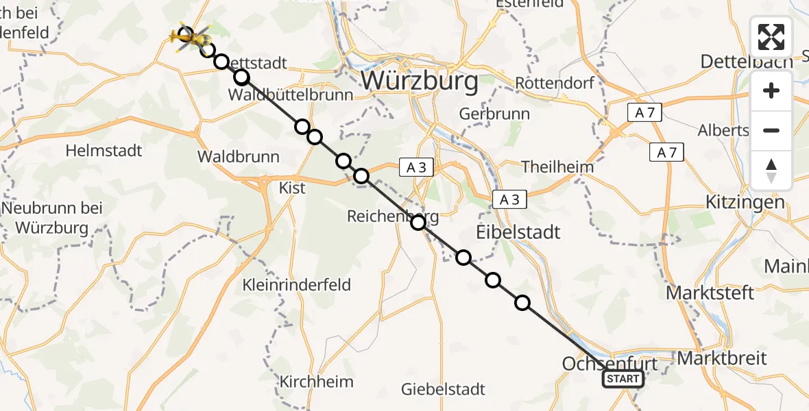 Flugroute Rettungshubschrauber Ochsenfurt - Greußenheim, 13 April 2026, 11:21