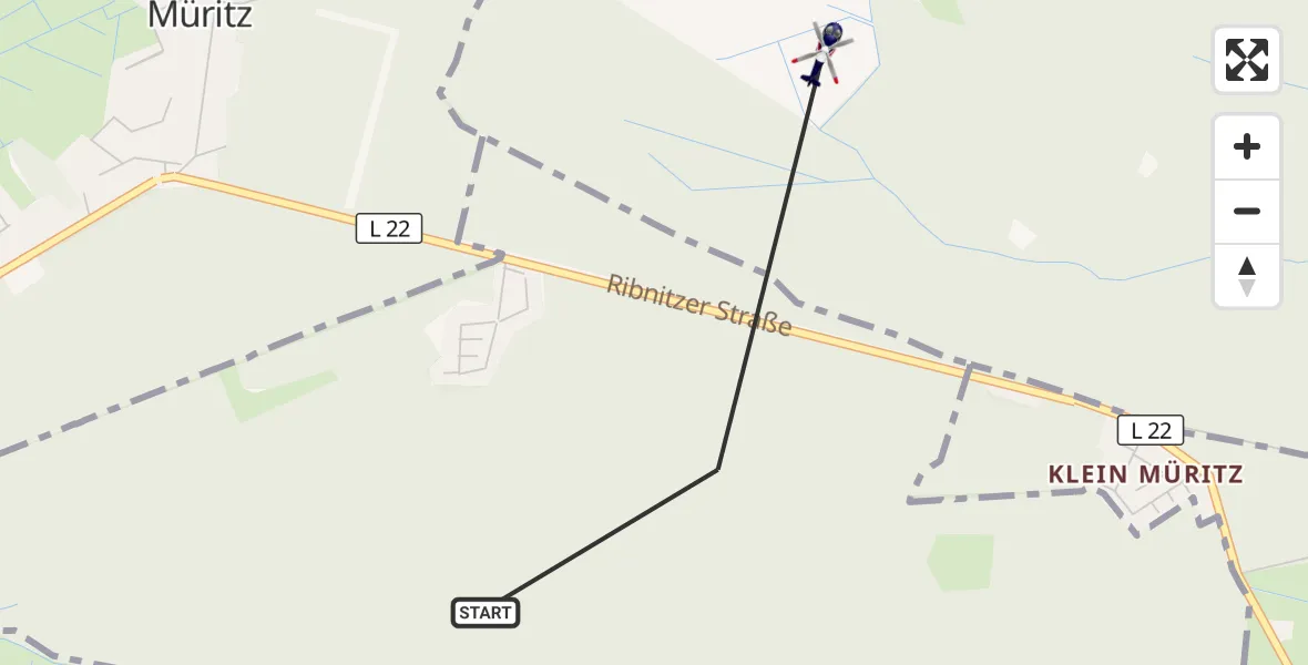 Flugroute Polizeihubschrauber Gelbensande - Dierhagen, 13 April 2026, 11:24