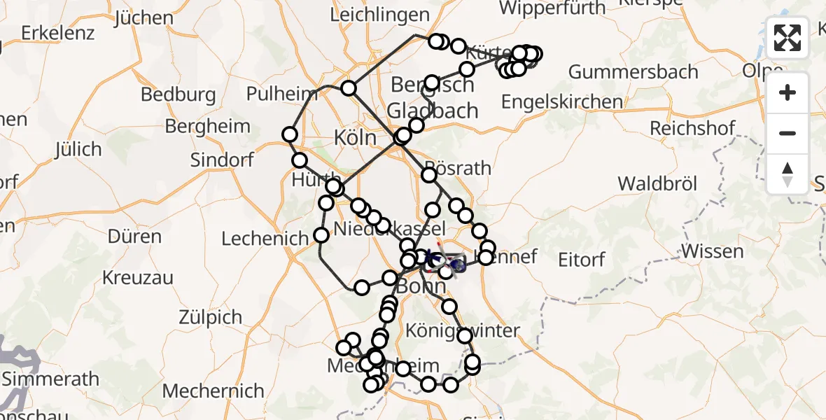 Flugroute Polizeihubschrauber Sankt Augustin - Sankt Augustin, 13 April 2026, 11:32