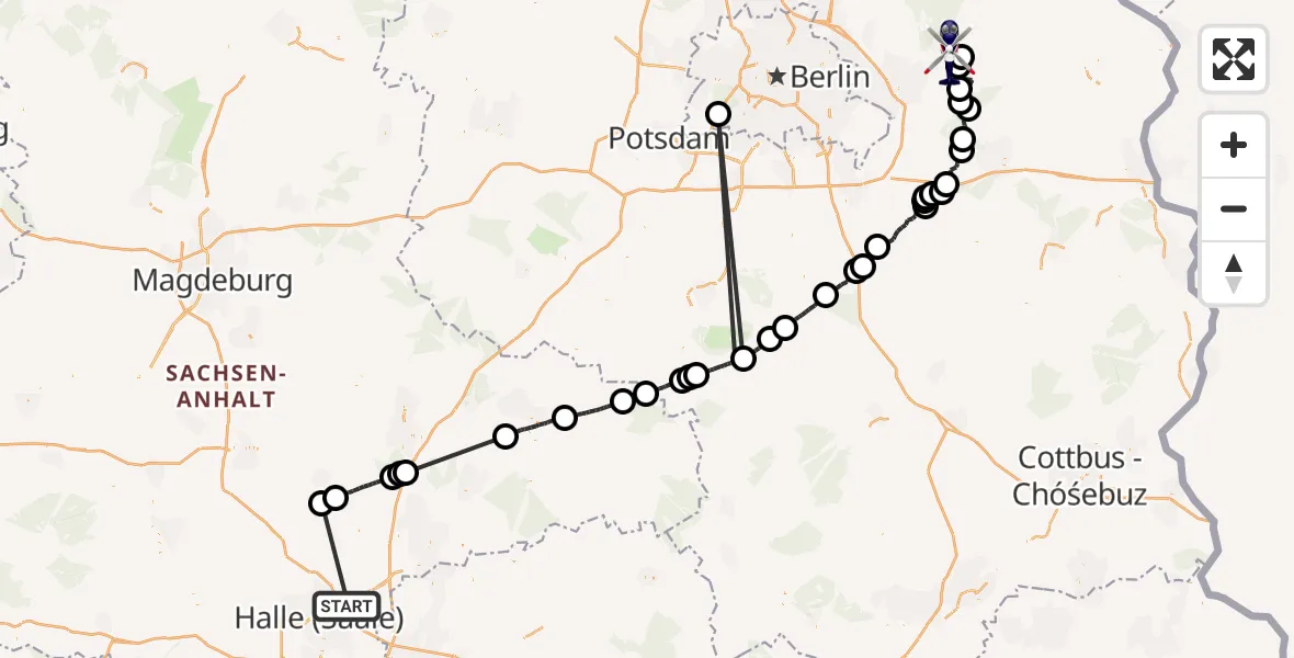 Flugroute Polizeihubschrauber Landsberg - Strausberg, 13 April 2026, 11:57