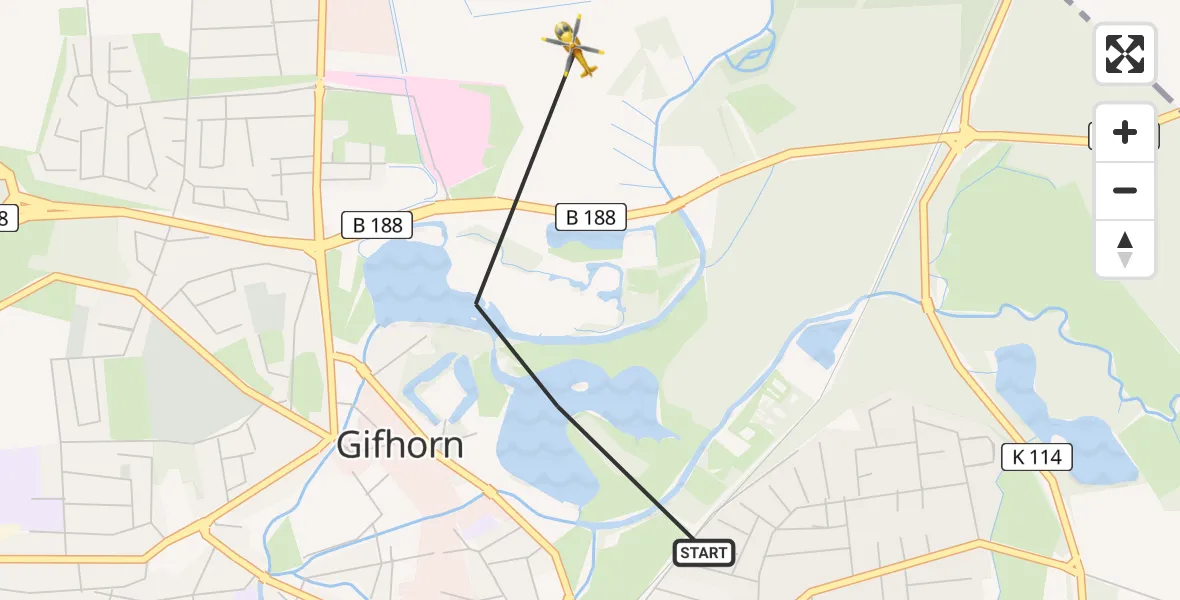 Flugroute Rettungshubschrauber Gifhorn - Gifhorn, 13 April 2026, 11:58