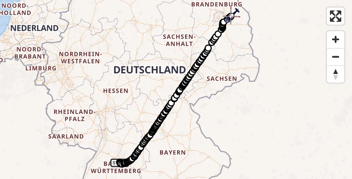 Flugroute Polizeihubschrauber Flughafen Stuttgart - Strausberg, 13 April 2026, 12:13