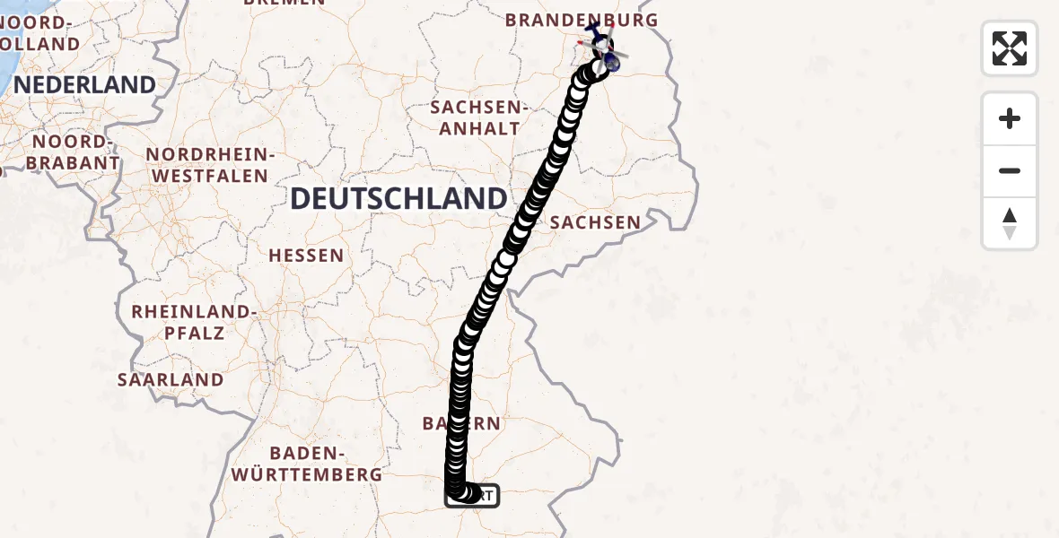 Flugroute Polizeihubschrauber Oberschleissheim Hubschrauberlandeplatz - Ahrensfelde Hubschrauberlandeplatz, 13 April 2026, 12:35