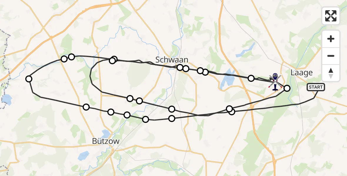 Flugroute Polizeihubschrauber Laage - Laage, 13 April 2026, 12:48