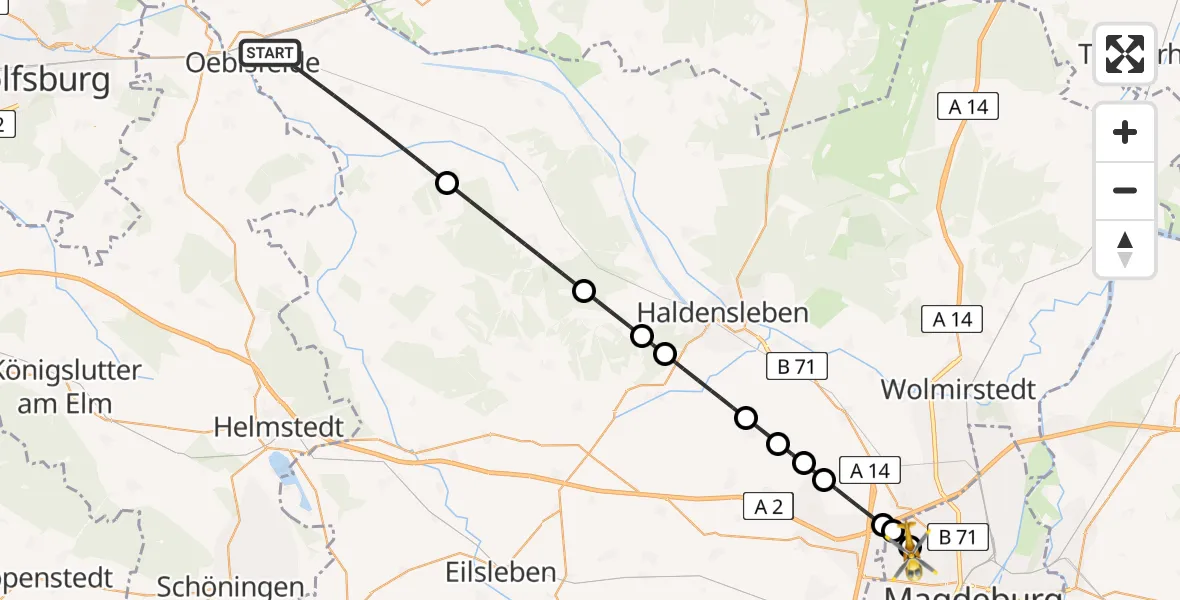 Flugroute Rettungshubschrauber Oebisfelde-Weferlingen - Magdeburg Hospital, 13 April 2026, 13:14