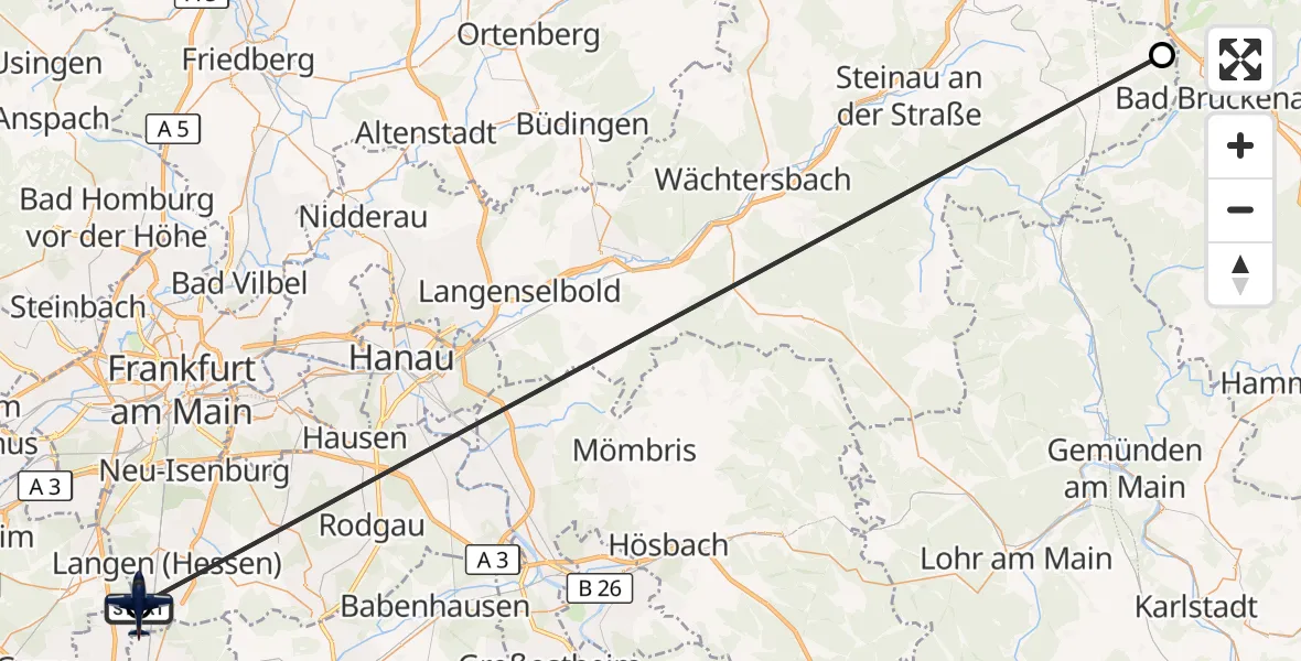 Flugroute Polizeiflugzeug Flughafen Frankfurt-Egelsbach - Flughafen Frankfurt-Egelsbach, 13 April 2026, 13:23