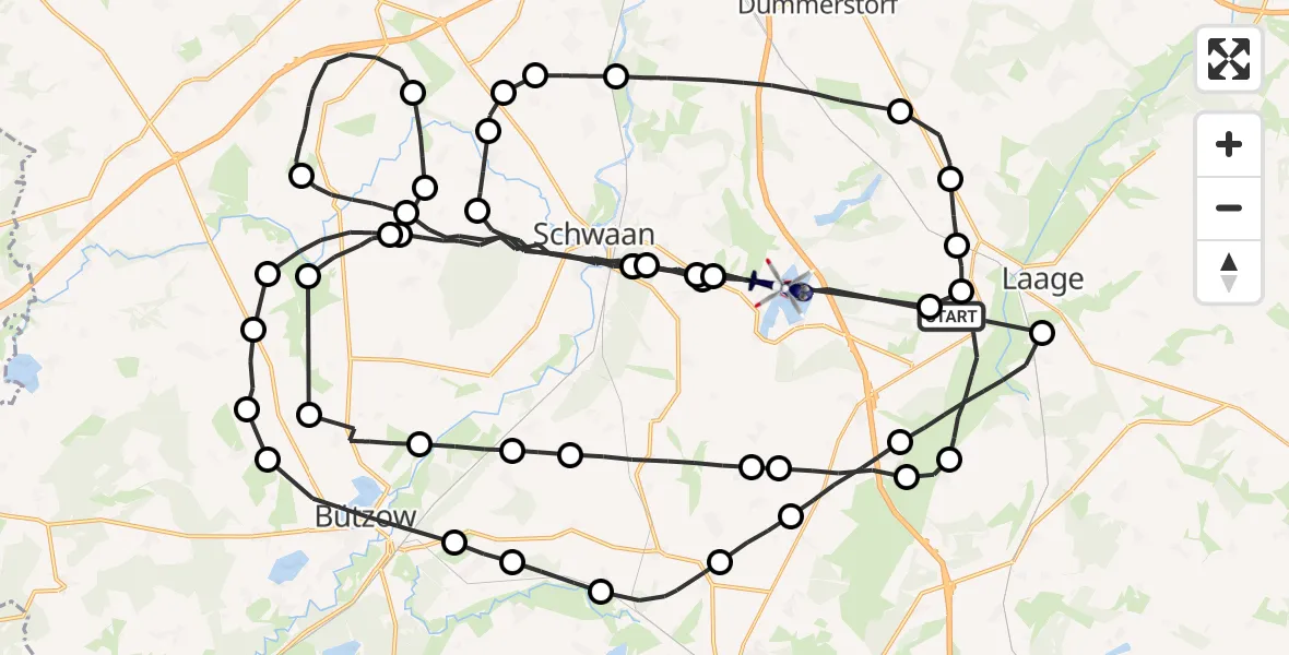 Flugroute Polizeihubschrauber Laage - Hohen Sprenz, 13 April 2026, 13:24