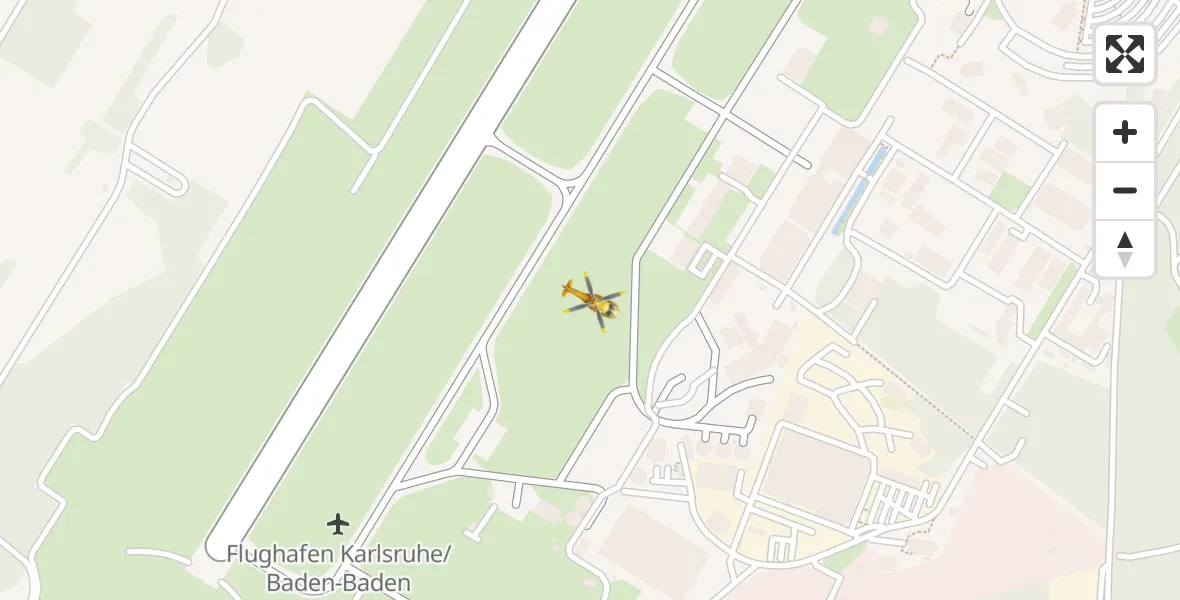Flugroute Rettungshubschrauber Karlsruhe Baden-Baden Flughafen - Karlsruhe Baden-Baden Flughafen, 13 April 2026, 13:54