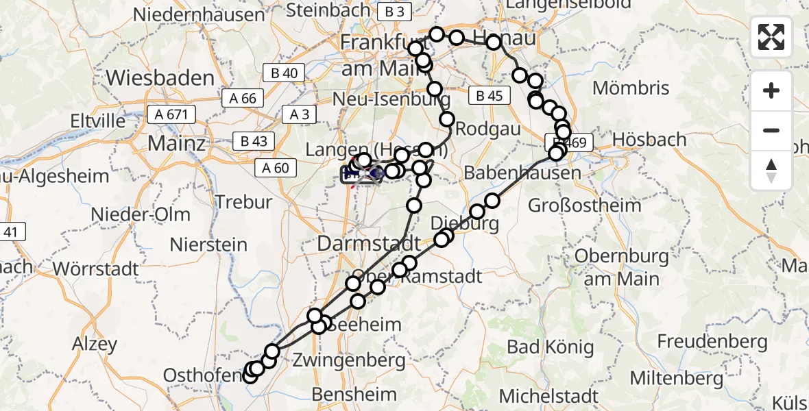 Flugroute Polizeihubschrauber Flughafen Frankfurt-Egelsbach - Flughafen Frankfurt-Egelsbach, 13 April 2026, 14:23