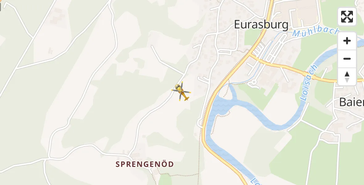 Flugroute Rettungshubschrauber Eurasburg - Eurasburg, 13 April 2026, 14:27