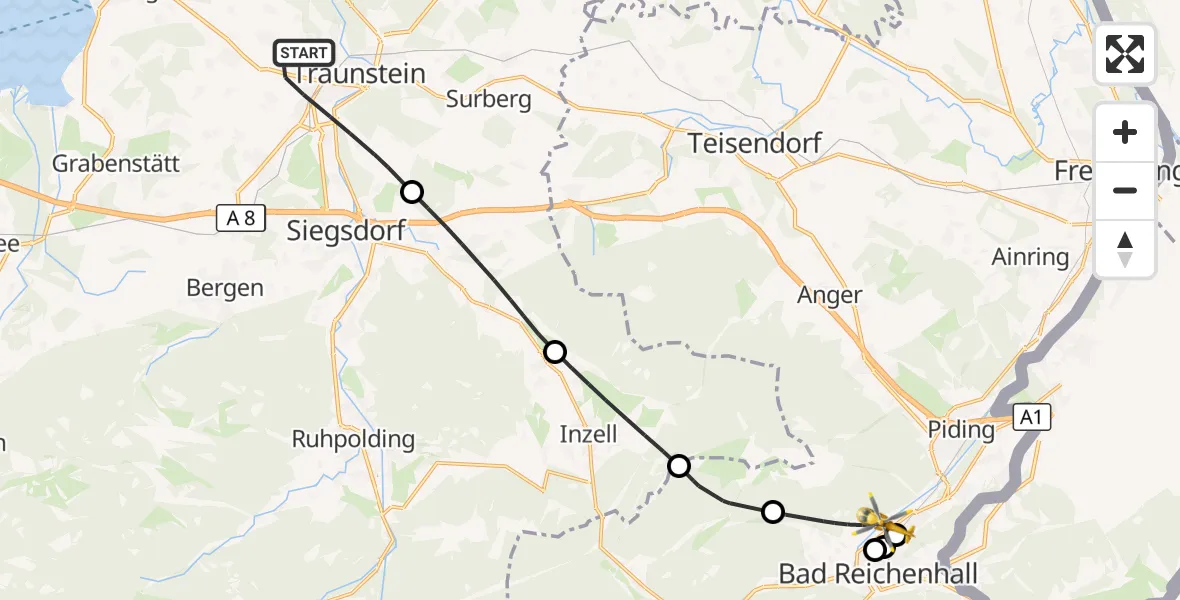 Flugroute Rettungshubschrauber Traunstein - Bad Reichenhall, 13 April 2026, 14:57