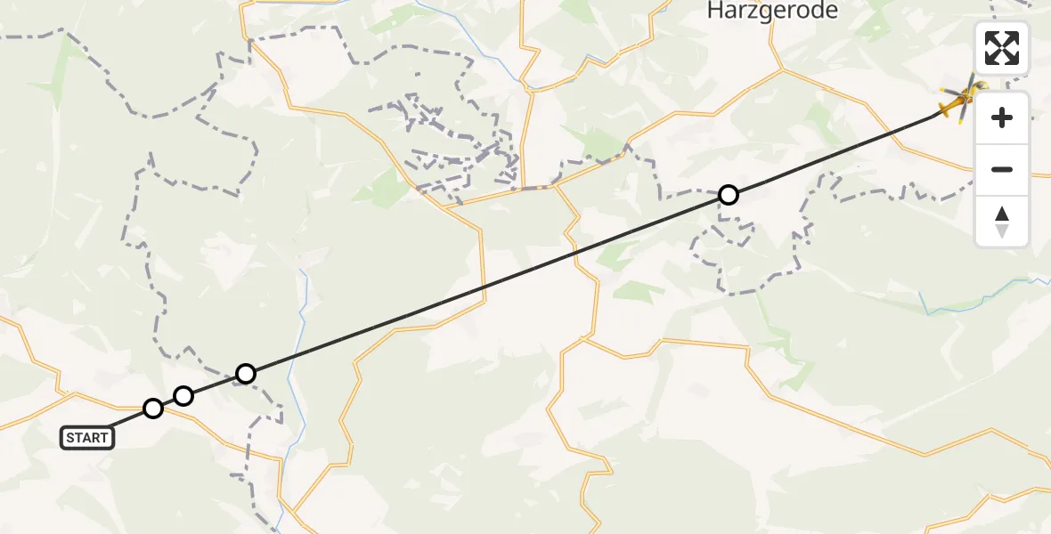 Flugroute Rettungshubschrauber Nordhausen - Harzgerode, 13 April 2026, 15:13
