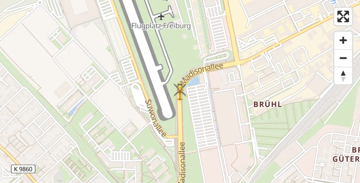 Flugroute Rettungshubschrauber Freiburg im Breisgau - Freiburg im Breisgau, 13 April 2026, 15:37