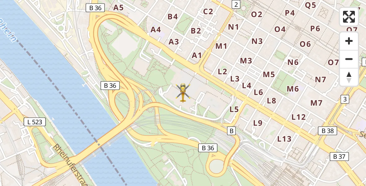 Flugroute Rettungshubschrauber Mannheim - Mannheim, 13 April 2026, 15:48