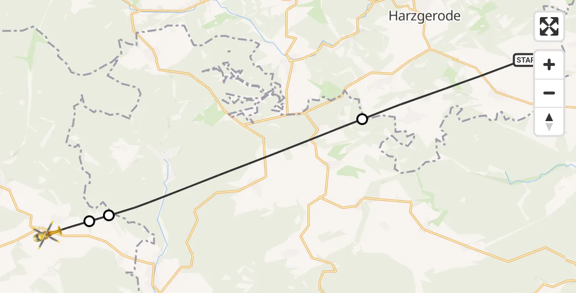 Flugroute Rettungshubschrauber Harzgerode - Nordhausen, 13 April 2026, 15:53