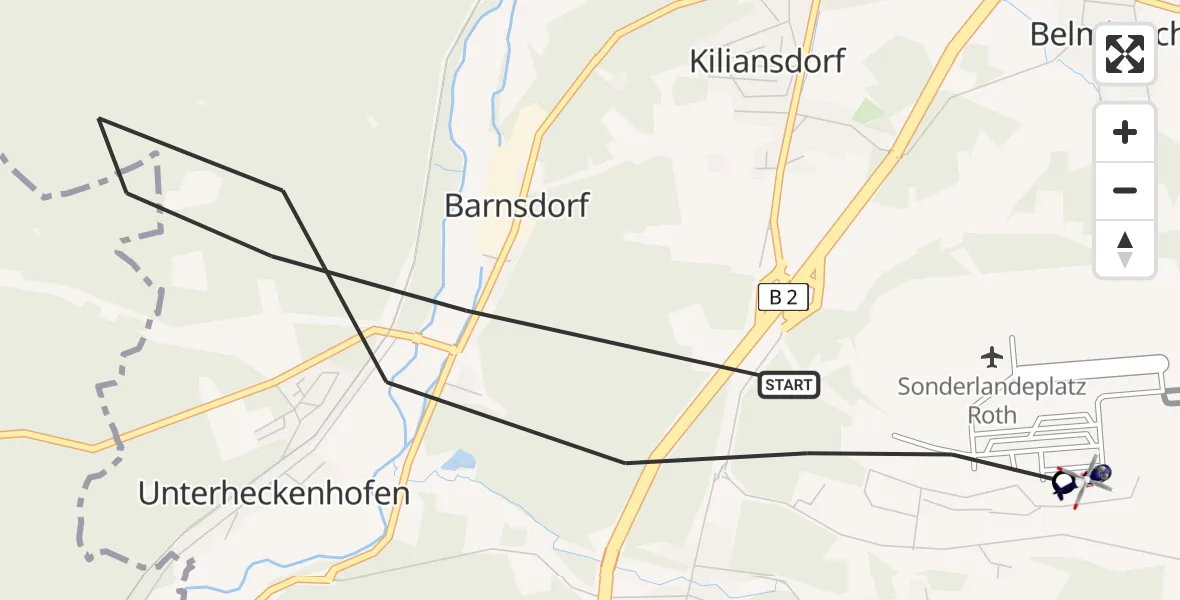 Flugroute Polizeihubschrauber Roth - Flugplatz Roth, 13 April 2026, 16:11